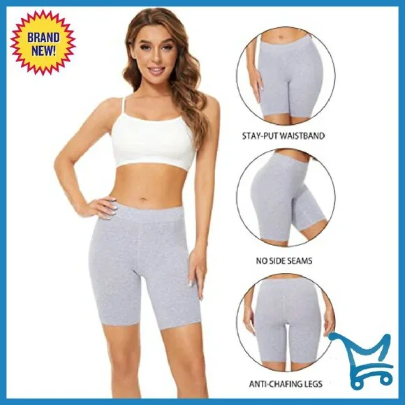 4 Pack Cotton Boxer Shorts Anti Chafing Bike Shorts 8-Inch Inseam